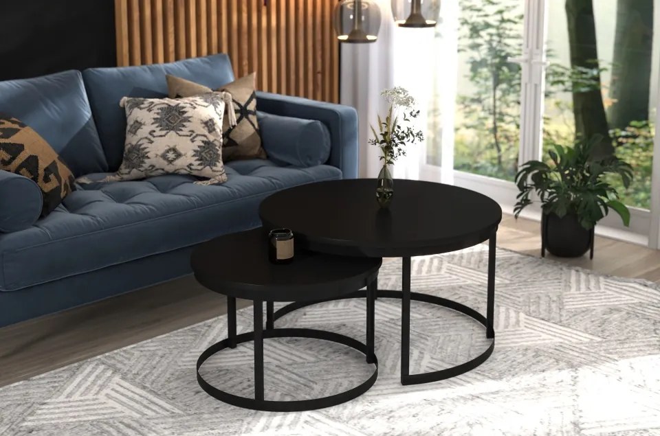 Măsuță de cafea 2in1 OKIN – 75x75x43 cm – Negru