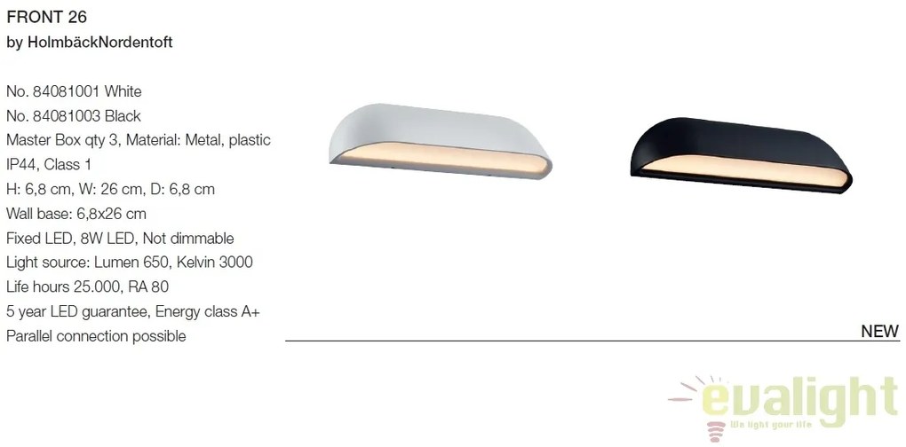 Aplica de perete LED pentru iluminat exterior cu protectie IP44 FRONT 26 neagra 84081003 DFTP