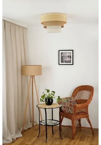 Brilagi Plafonieră CEDAR LUNETA 1xE27/15W/230V Ø45 ratan maro/crem