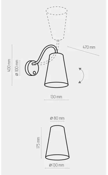 Lampă de perete WIRE 1xE27/15W/230V neagră/aurie