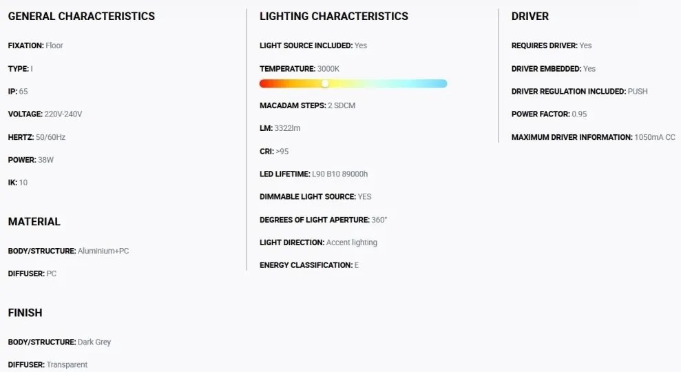 Stalp LED iluminat exterior simetric 360º IP65 RUSH 310cm 3000K CASAMBI