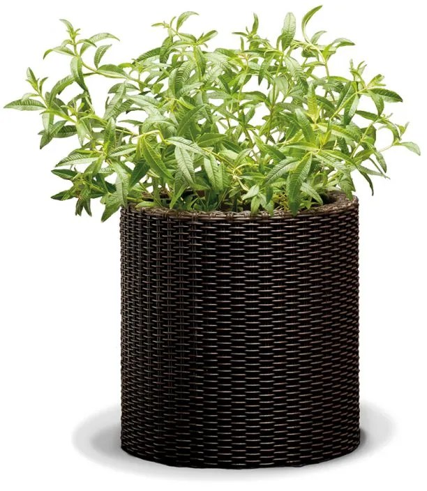 Ghiveci plastic cu aspect ratan, S, maro
