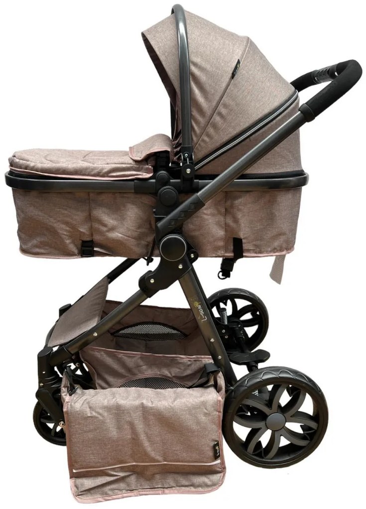 Carucior 2 in 1 cu cos de cumparaturi, transformabil, ușor și practic pentru copii 0-36 luni - CPC-34-crem