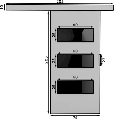 Usa glisanta Ares, ADRK Furniture (Latime: 86 cm, Culoare: Gri /Negru Lacobel)