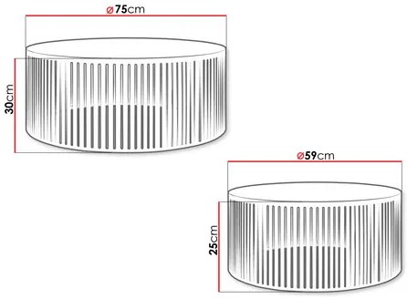 Set 2 măsuțe cafea Konezo (Alb + Alb arctic) . 1105676