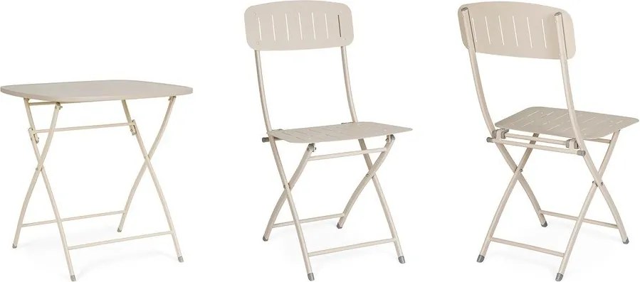 Set de dining pentru grădină bej din oțel pentru 2 persoane Yvonne – Bizzotto