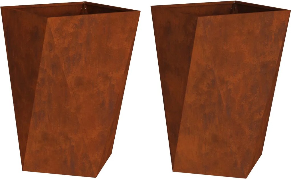 vidaXL Jardinieră 2 pcs Ruginit 50 x 50 x 75 cm