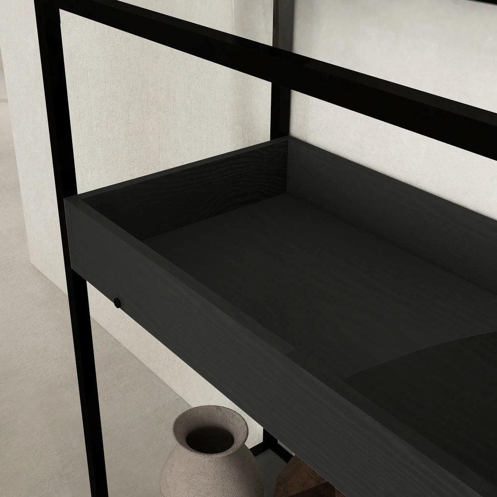 HOMCOM Masă consolă cu 2 rafturi, Masă de hol, Consolă de hol, Negru | Aosom Romania