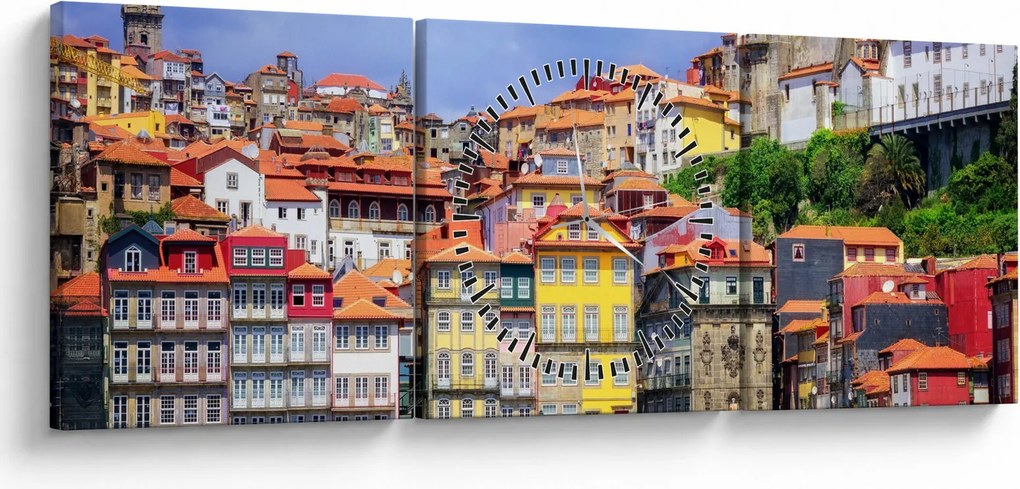 Tablou - Ribeira, Portugalia (cu ceas) (90x30 cm)