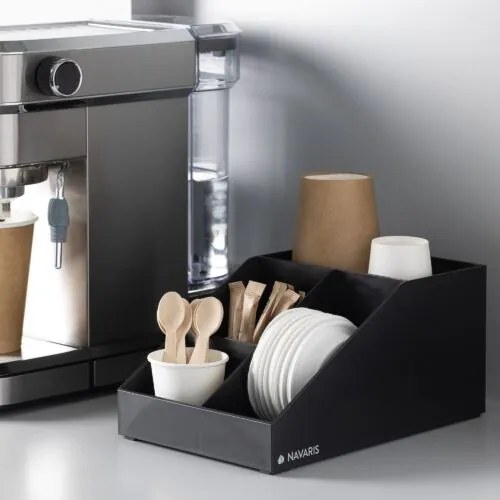 Organizator pentru cafea si ceai Navaris cu 4 compartimente, Negru, 55854.01