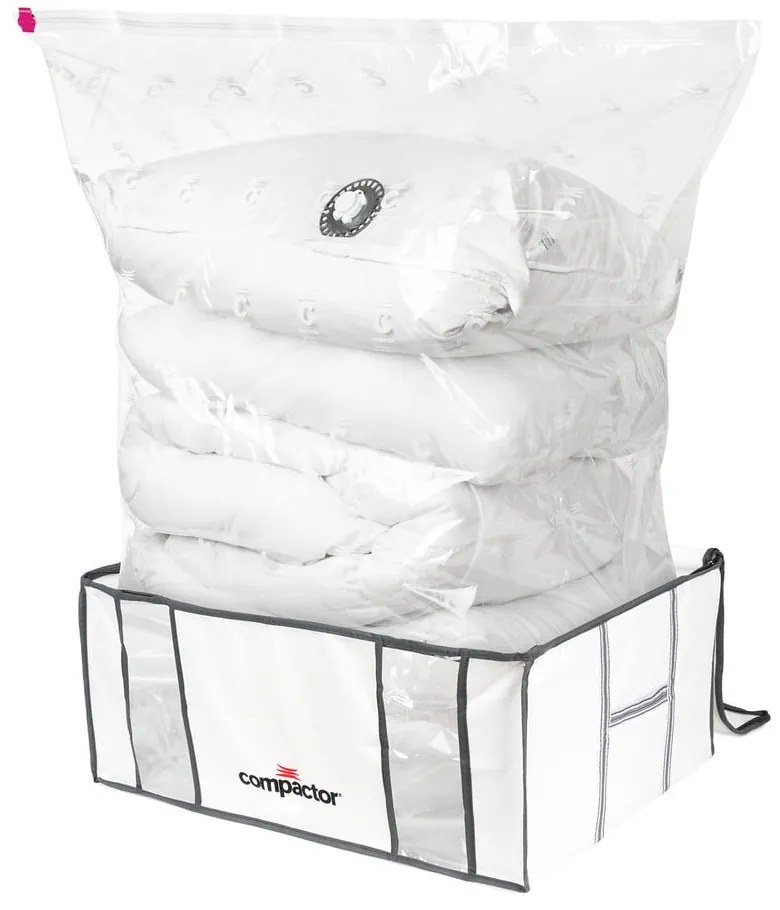 Cutii de depozitare pentru haine 2 buc. din material textil cu vacuum/cu pereți întăriți 50x65x27 cm Life – Compactor