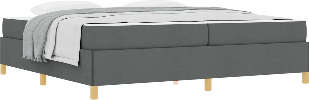 vidaXL Cadru de pat cu saltea Gri închis 200 x 200 cm țesătură