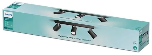 Spot pentru baie Philips IDRIS 3xGU10/5W/230V IP44 negru