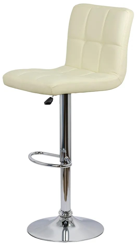 Scaun bar crem rotativ, reglabil pe inaltime, din piele sintetică ABS 191
