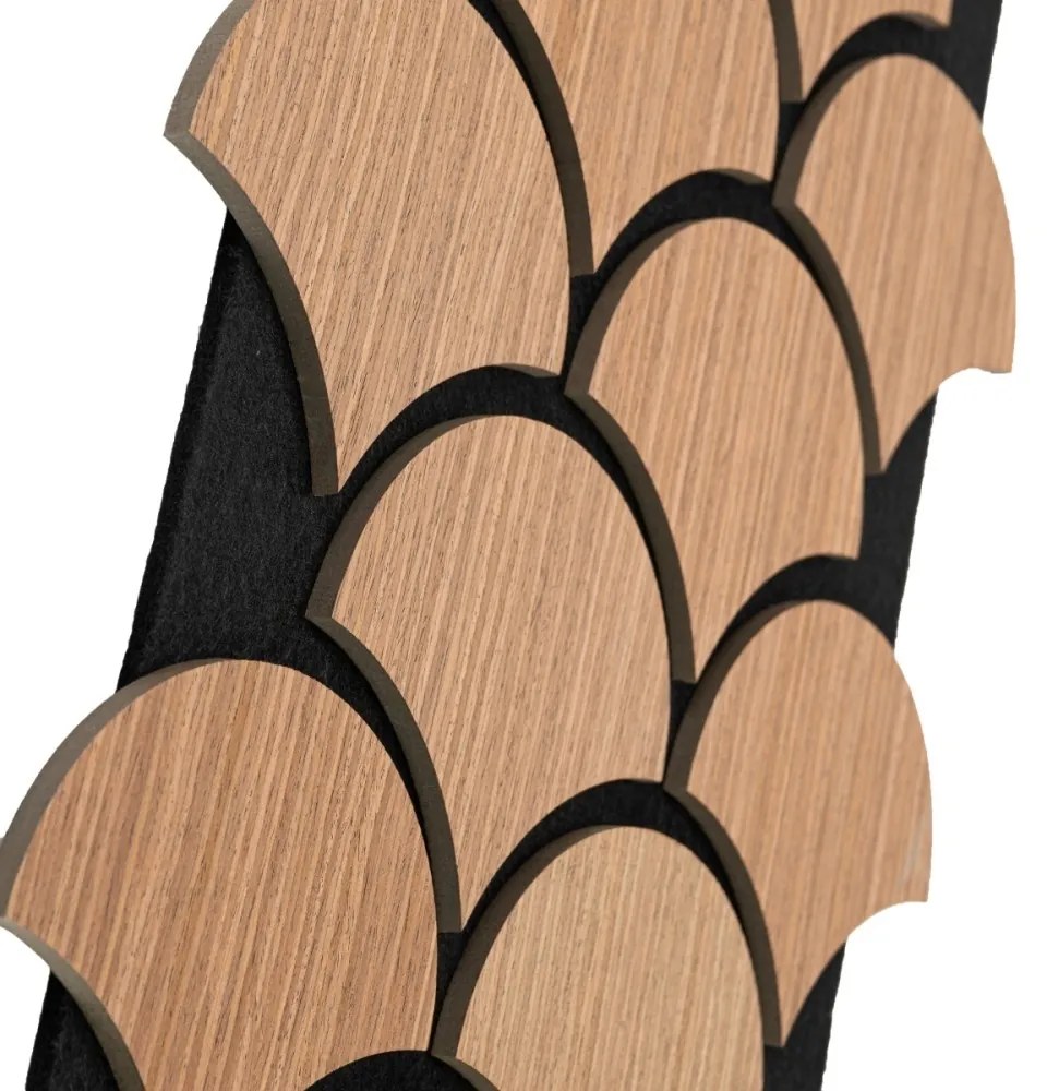 Panou riflaj acustic decorativ, MDF si pasla, AC27, 60x40x1.8cm, Stejar inchis