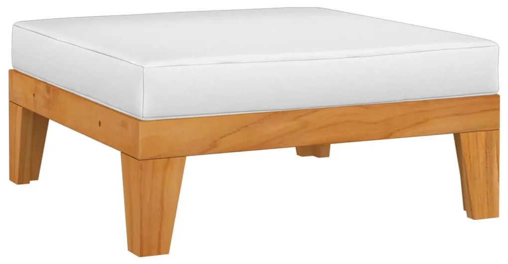 vidaXL Taburet modular, cu pernă alb crem, lemn masiv de acacia