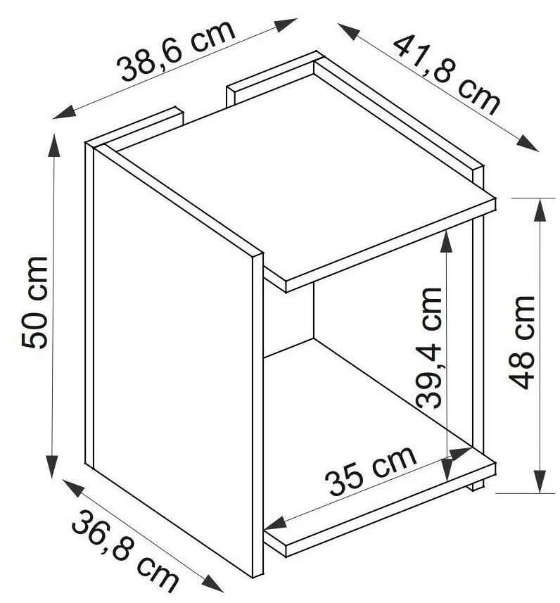 Măsuță laterală Tilata (stejar zafir + antracit) . 1094748
