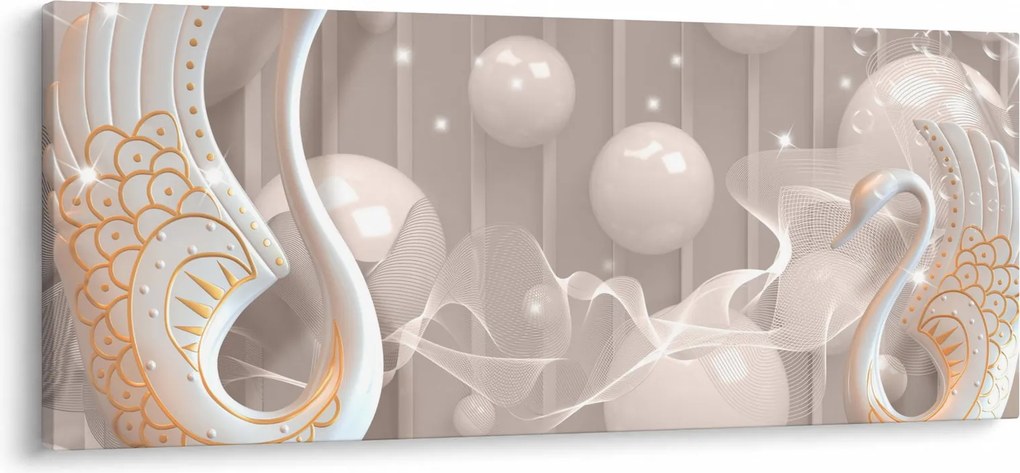 Tablou - Lebede fermecate (120x50 cm)