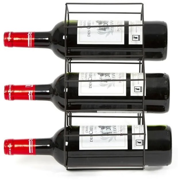 Suport pentru sticle de vin Compactor Hexegon, 6 piese, negru