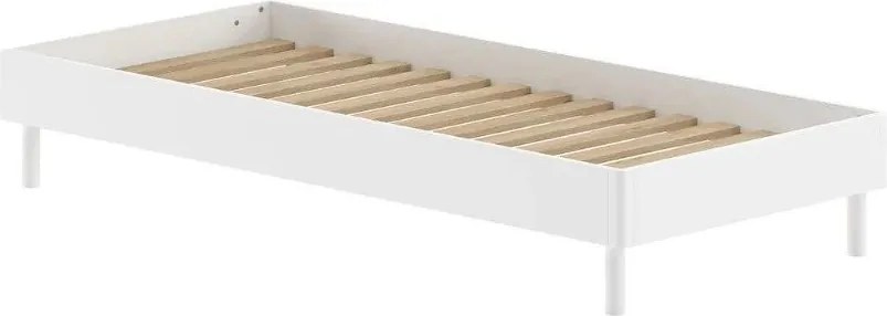 Pat alb din lemn de fag fără tăblie cu somieră 90x200 cm Forrest – Vipack