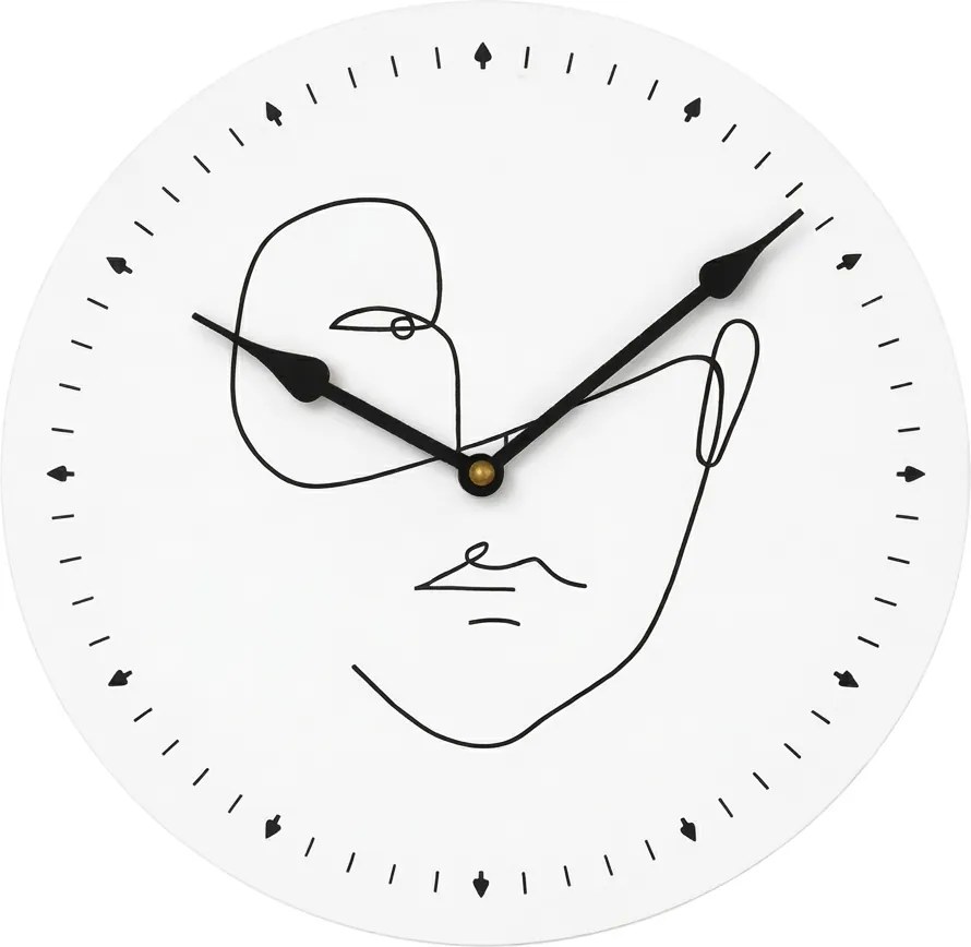 Ceas de perete LINE FACE 29 cm, alb