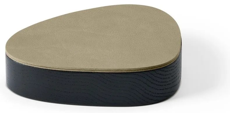 Cutie de depozitare verde-neagră din lemn și din piele ecologică cu capac, decorativă 14x12,5x3,5 cm Curve Nupo – LIND DNA
