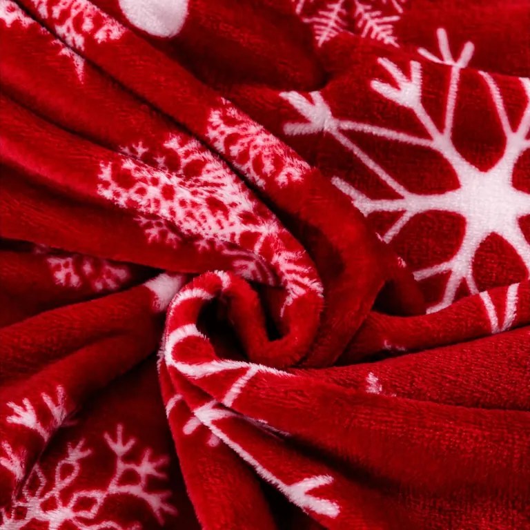 Patura Cocolino rosie de Craciun SNOWFALL Dimensiune: 150 x 200 cm