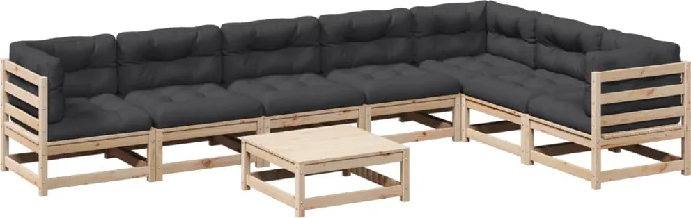 vidaXL Set canapea de grădină cu perne, 8 piese, lemn masiv de pin