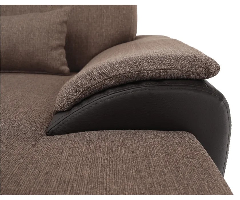 Colţar în formă de U, material textil maro/piele ecologică maro, dreapta, EMILY U