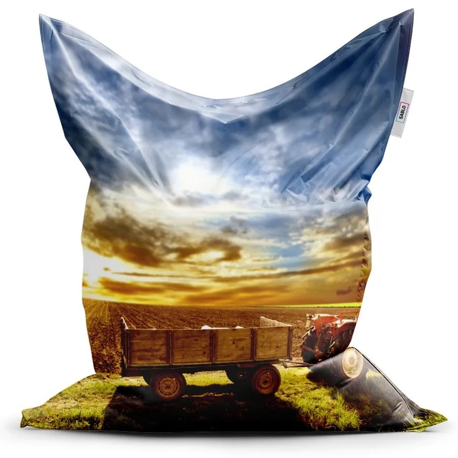 Sac de șezut Classic tractor cu remorcă - pentru copii, colorat