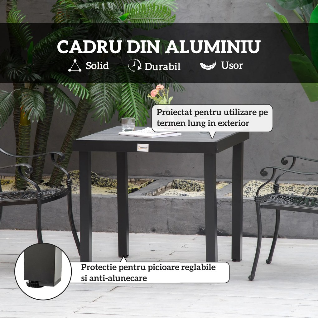 Outsunny Aluminum Outdoor Patio Dining Table for 4 for Garden Lawn Backyard, Natural | Aosom Romania
