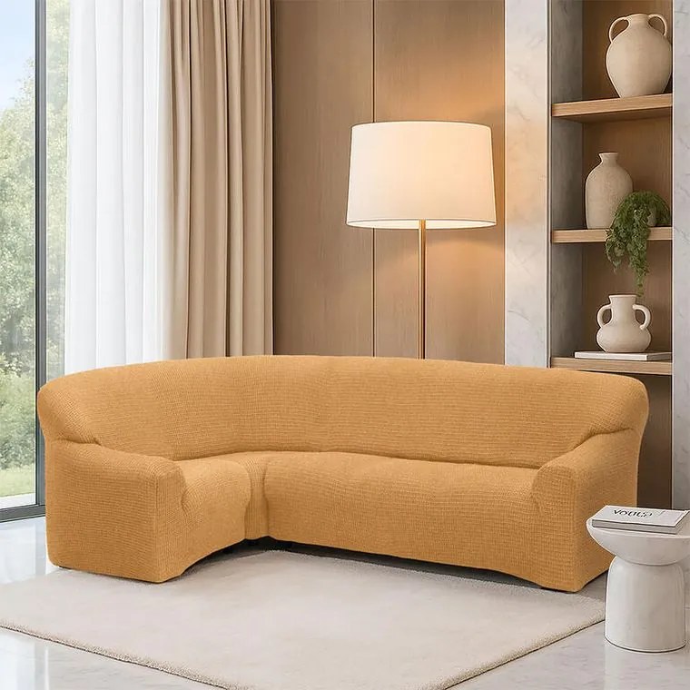 Nueva Textura Huse super elastice RUBINIA aurii colţar (l. 340 - 540 cm)