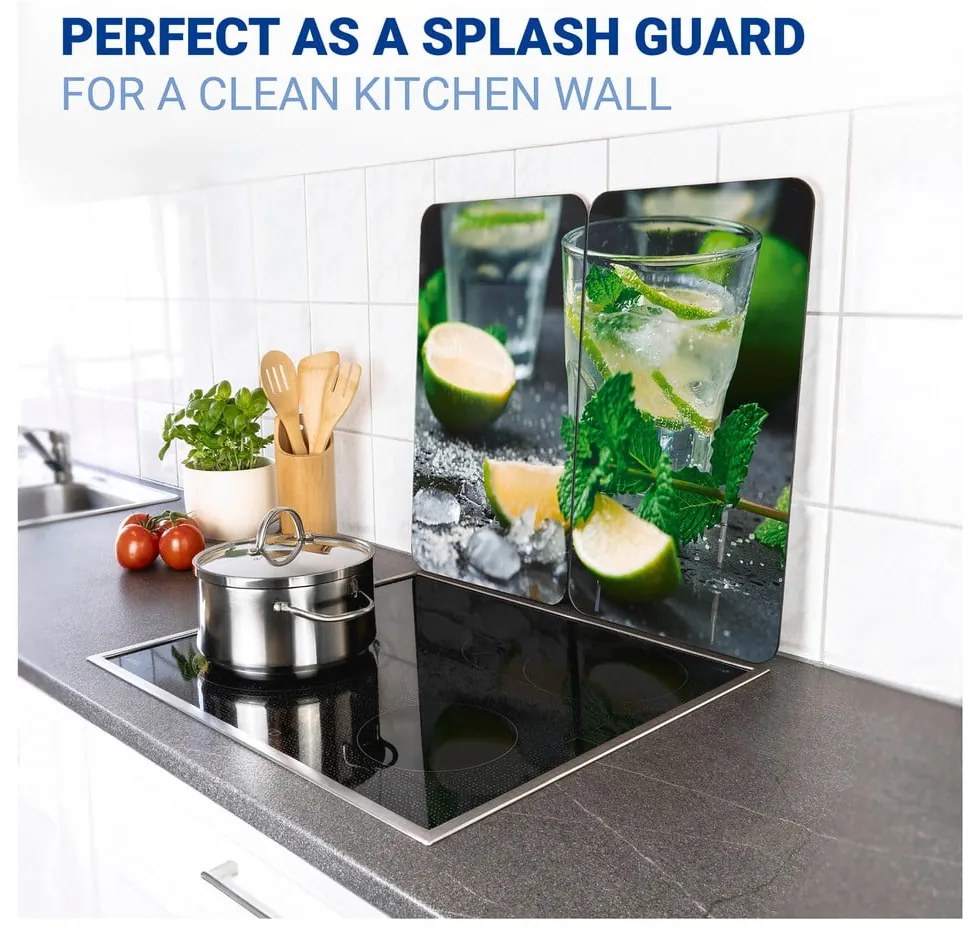 Set 2 protecții din sticlă pentru aragaz Wenko Mojitos, 52 x 30 cm