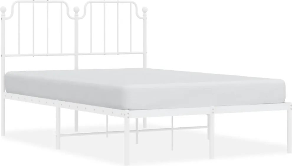 vidaXL Cadru de pat metalic cu tăblie, alb, 120x200 cm