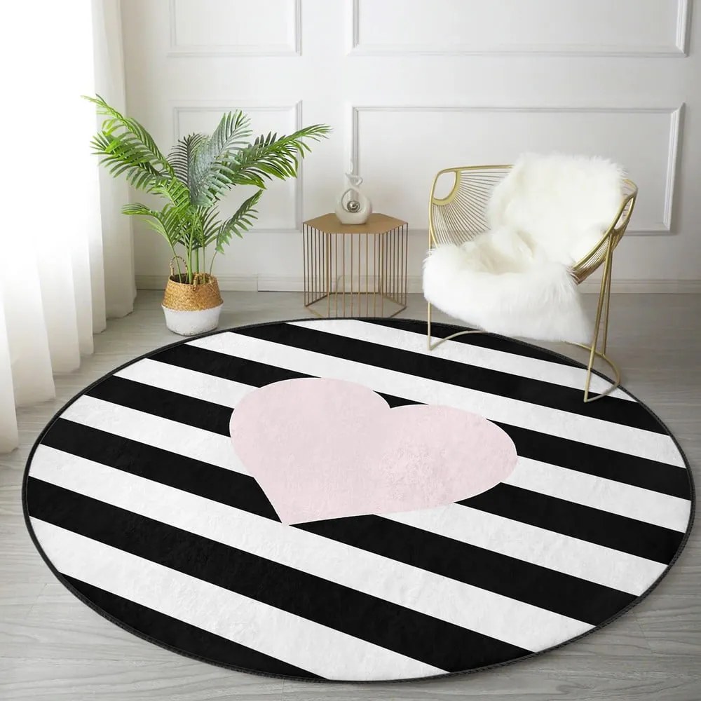 Covor rotund pentru copii negru-alb ø 80 cm Comfort – Mila Home