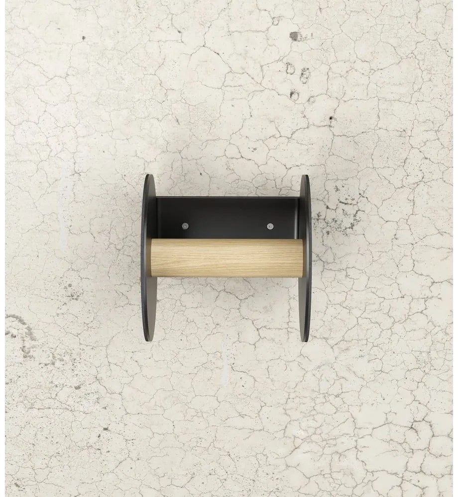 Suport pentru hârtie igienică negru de montat pe perete Nupo – LIND DNA