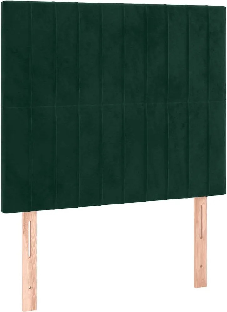 vidaXL Tăblie de pat verde închis 100x5x118/128 cm catifea