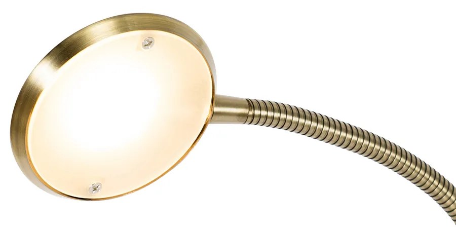 Lampă de podea bronz inclusiv LED și dimmer cu lampă de citit - Fez