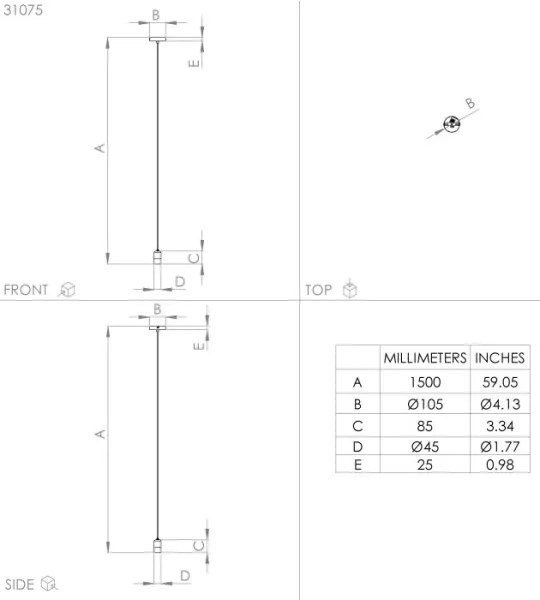 Lustră pe cablu CALARI 1xE27/40W/230V neagră/aurie Eglo 31075