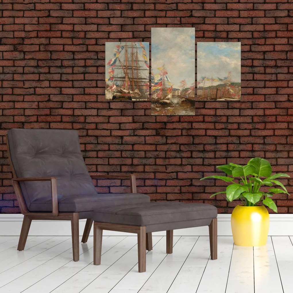 Tablou - Eugène Boudin, Festival in the Harbor of Honfleur, reproducere (90x60 cm)