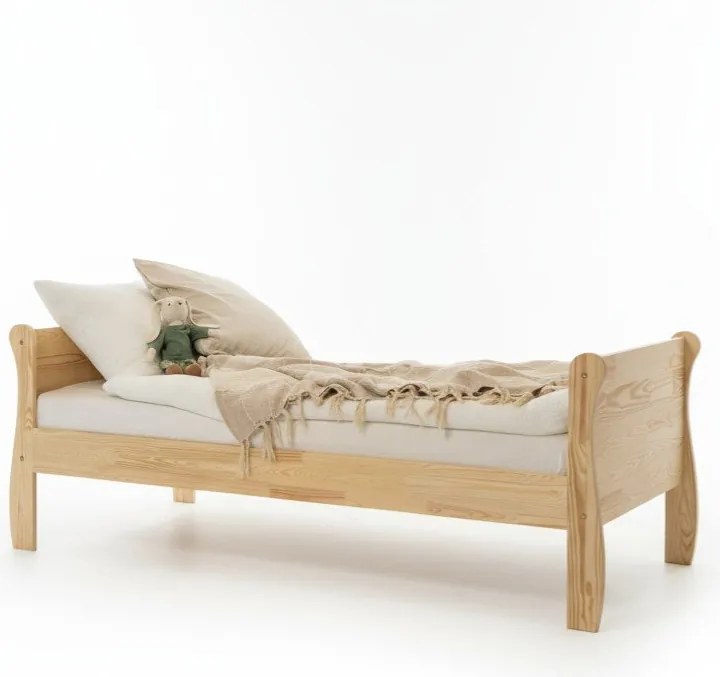 Pat pentru copii în culoare naturală din lemn de pin cu somieră 90x200 cm Roma – Adeko
