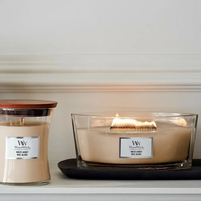 Lumânare parfumată WoodWick White Honey, 453 g