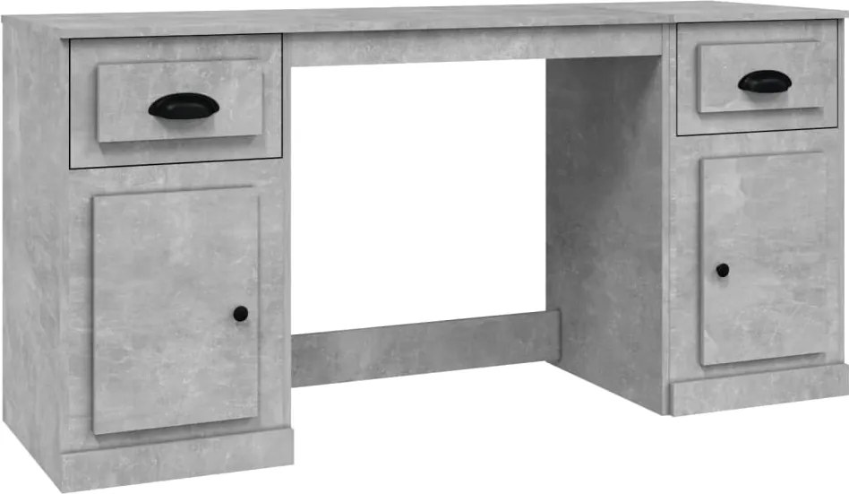 vidaXL Birou cu dulap, gri beton, lemn prelucrat