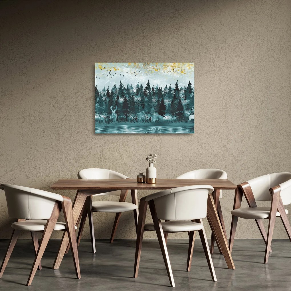 Tablou pe sticlă - Animale din pădure (70x50 cm)
