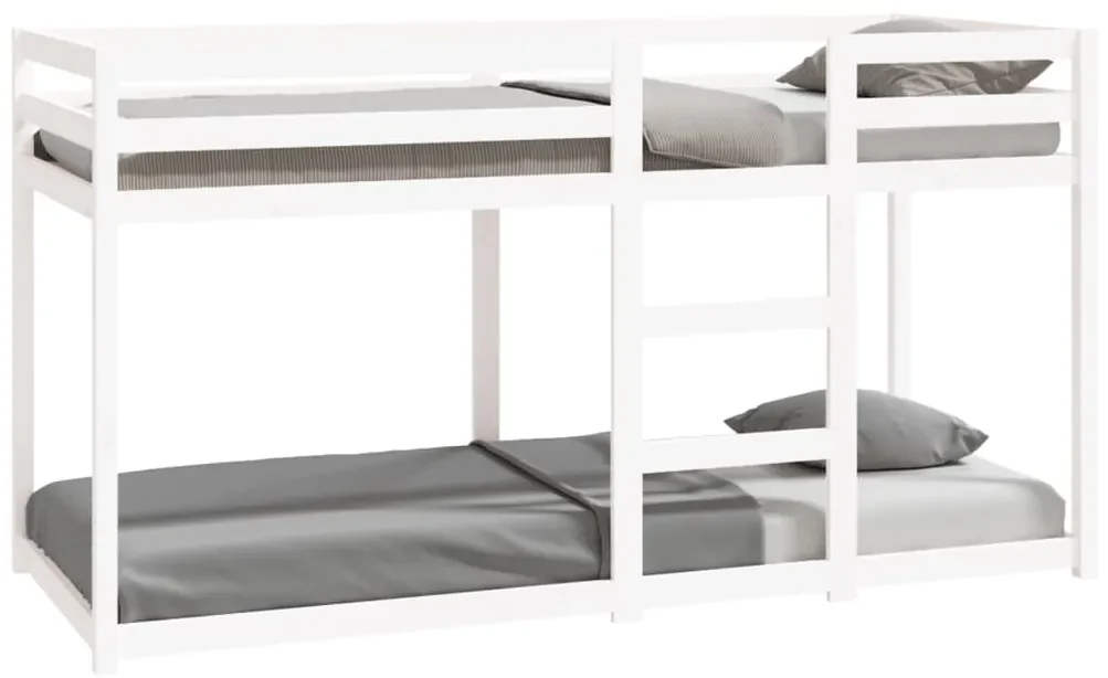 821650 vidaXL Pat supraetajat, alb, 80x200 cm, lemn masiv de pin
