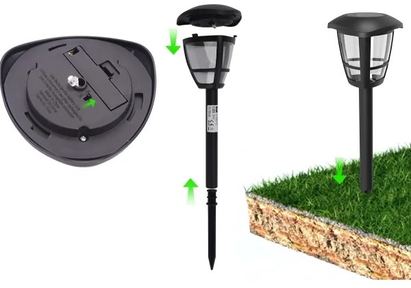 Aigostar - Set de 12 buc. lămpi solare LED, 0,06 W/2 V, 33,8 cm, 6500 K, IP44, negre