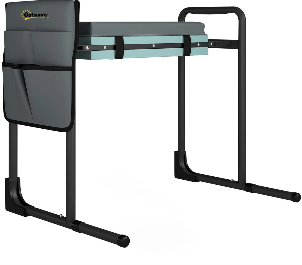 Outsunny Taburet de grădină pliabil cu perniță din spumă EVA Asiento de Jardín con Bolsa para Herramientas Gris Oscuro | Aosom Romania