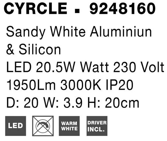 Aplica LED de perete design ambiental CYRCLE 20cm alba