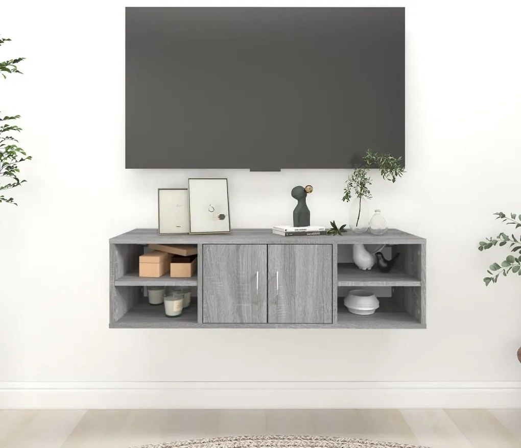 vidaXL Raft de perete, gri sonoma, 102x30x29 cm, lemn compozit