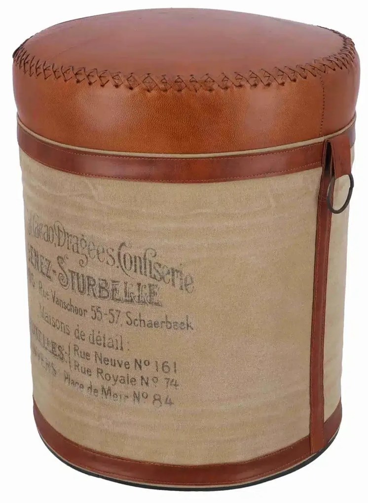 Taburet vintage tip butoi cu spatiu de depozitare – Chocolat Cacao Dragées